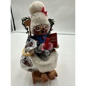 Steinbach Musical Smoker  Wood Germany  Music Box Rocking Chair Mouse Book